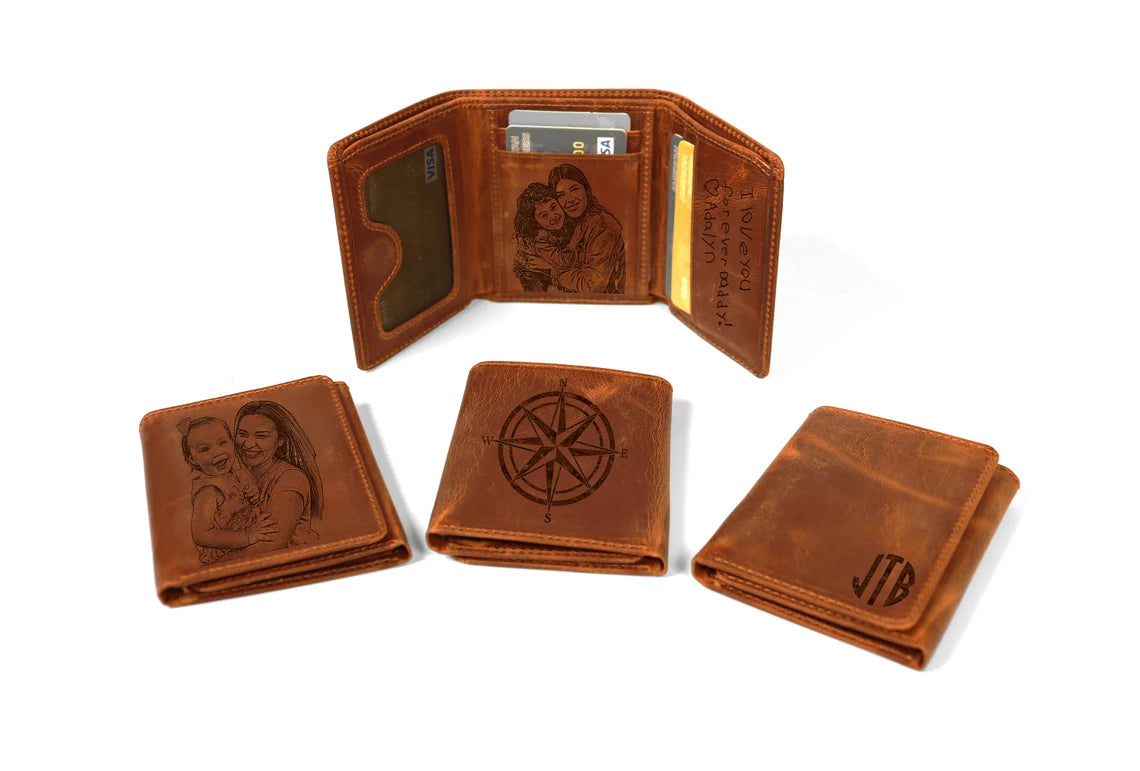 Personalized Magnetic Genuine Leather Wallet, LHT002