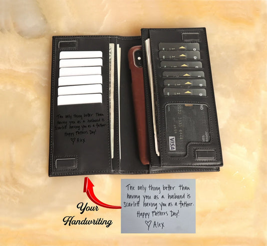 Personalized Long Wallet, Photo Handwriting Genuine Leather Wallet, RFID Protected LHL005