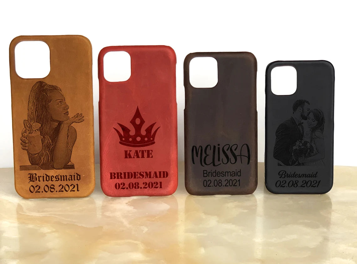 Bridesmaid Gifts, 12 Pro Max iPhone Case With Photo Personalized Leather Cover, iPhone 12/12 Pro/12 Pro Max/12 Mini/11 Pro/ 11 Pro Max Case