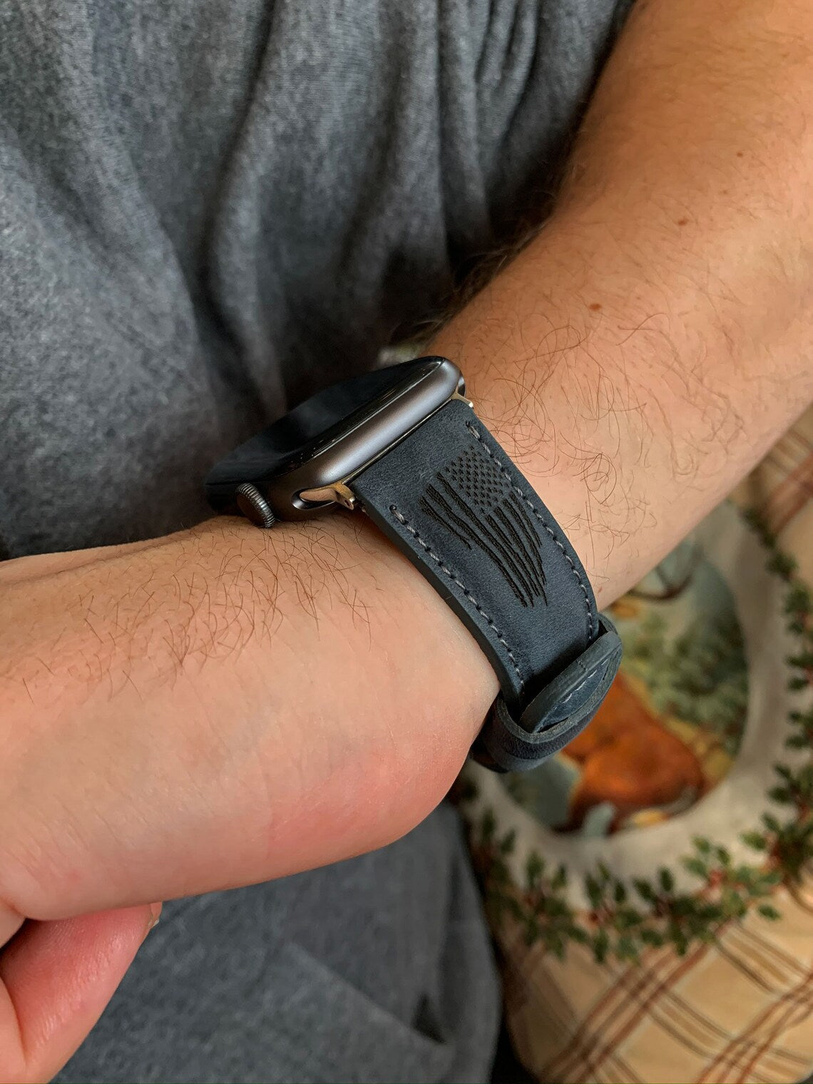 Custom Apple Watch Band 40mm 38mm 42mm 44mm Leather 40mm Monogram Engraved iWatch Strap Personalized Fathers Day Gift Mothers Day Gift