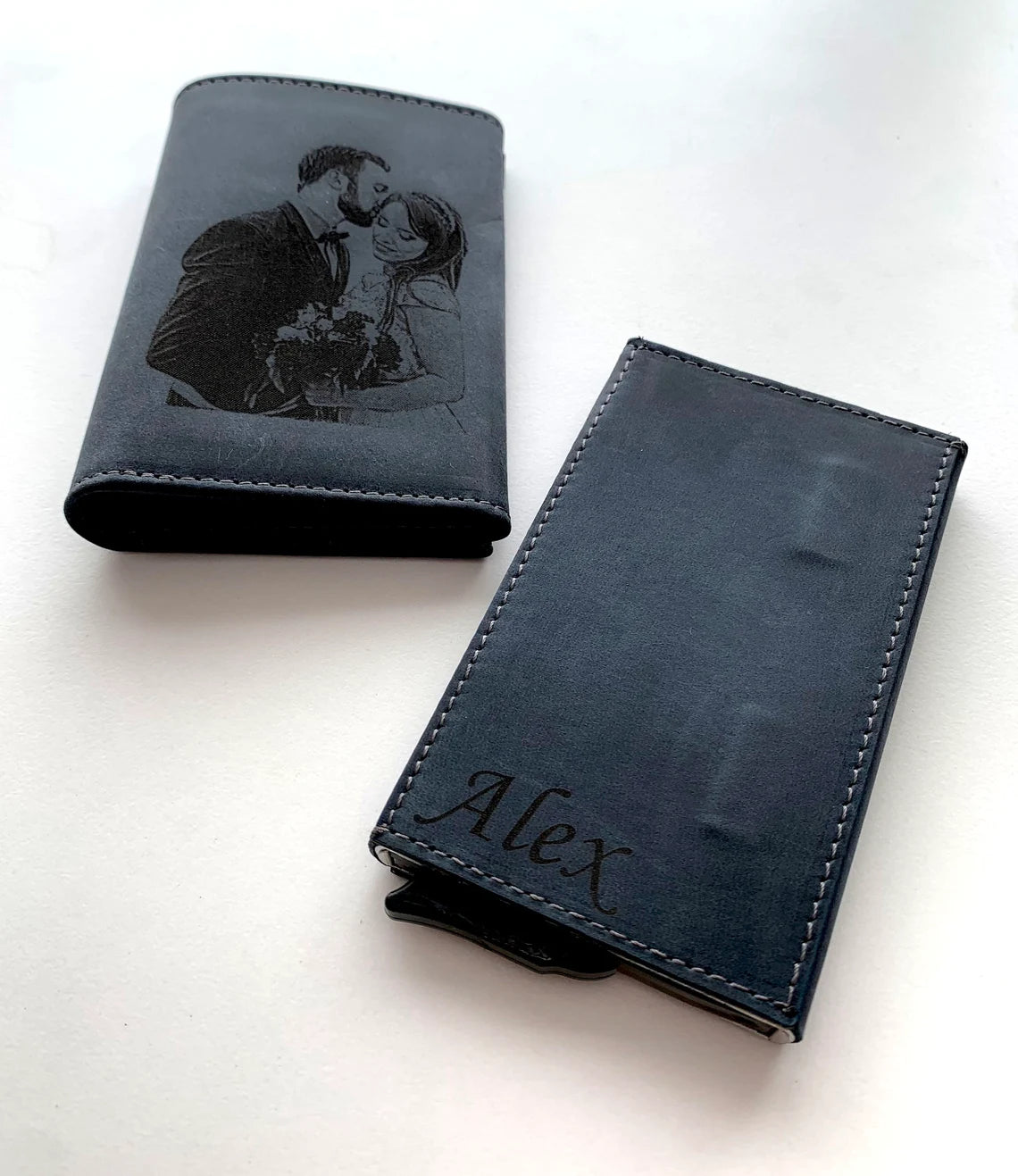 Custom Pop Up Card Wallet, Personalize Trifold Wallet, Leather Picture Photo Handwriting Wallet For Man, Removable Pop Up Credit Card Wallet