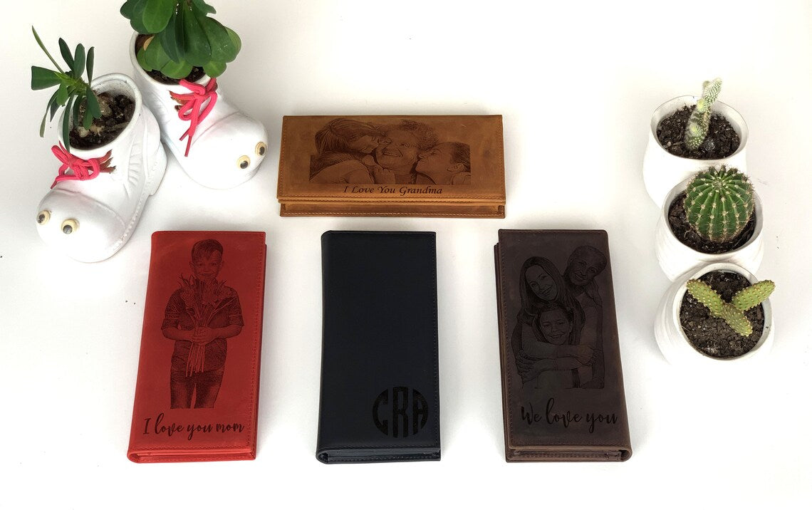 Personalized Picture Custom Genuine Leather Wallet, RFID Protected Long Handbag LHL005