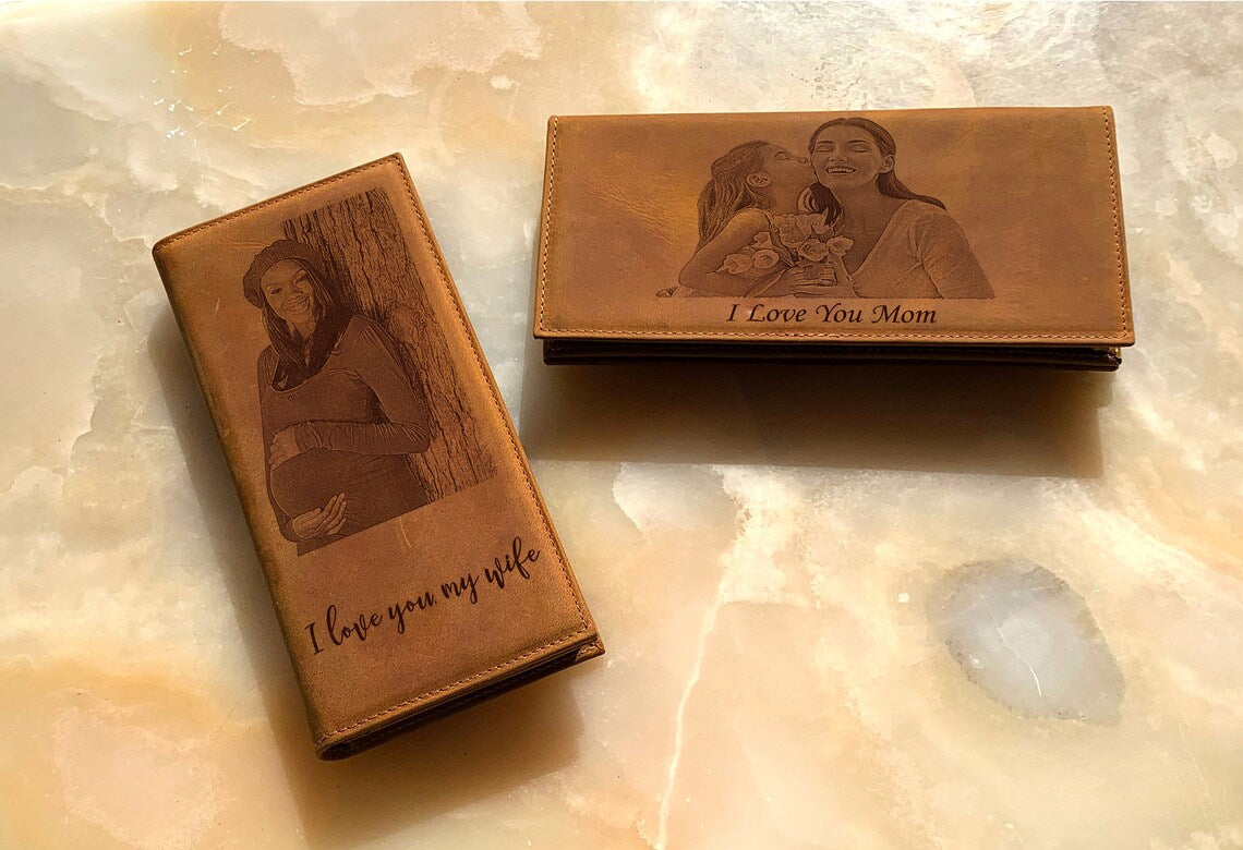 Personalized Picture Custom Genuine Leather Wallet, RFID Protected Long Handbag LHL005