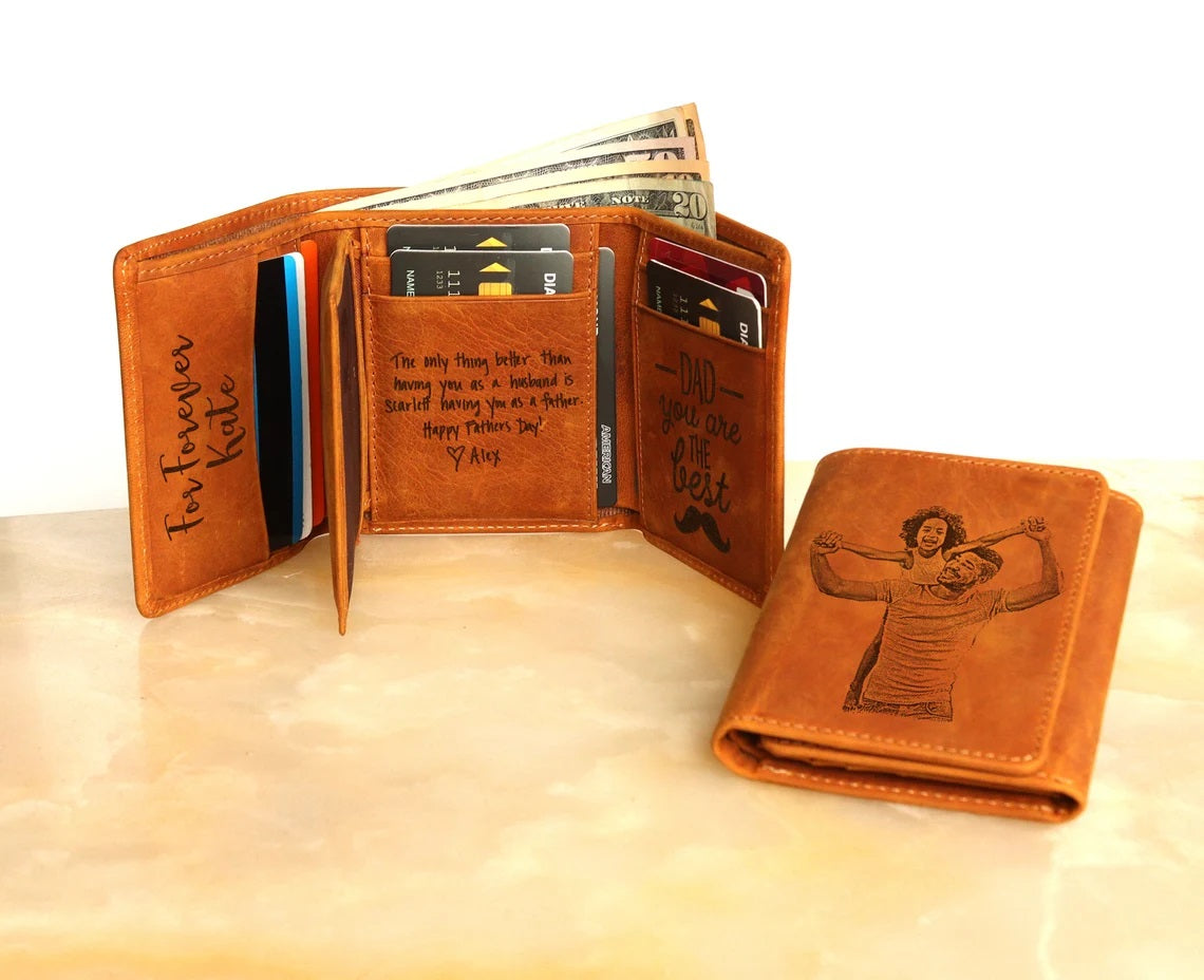 Custom Wallet Personalized Trifold Leather Diamond Monogram