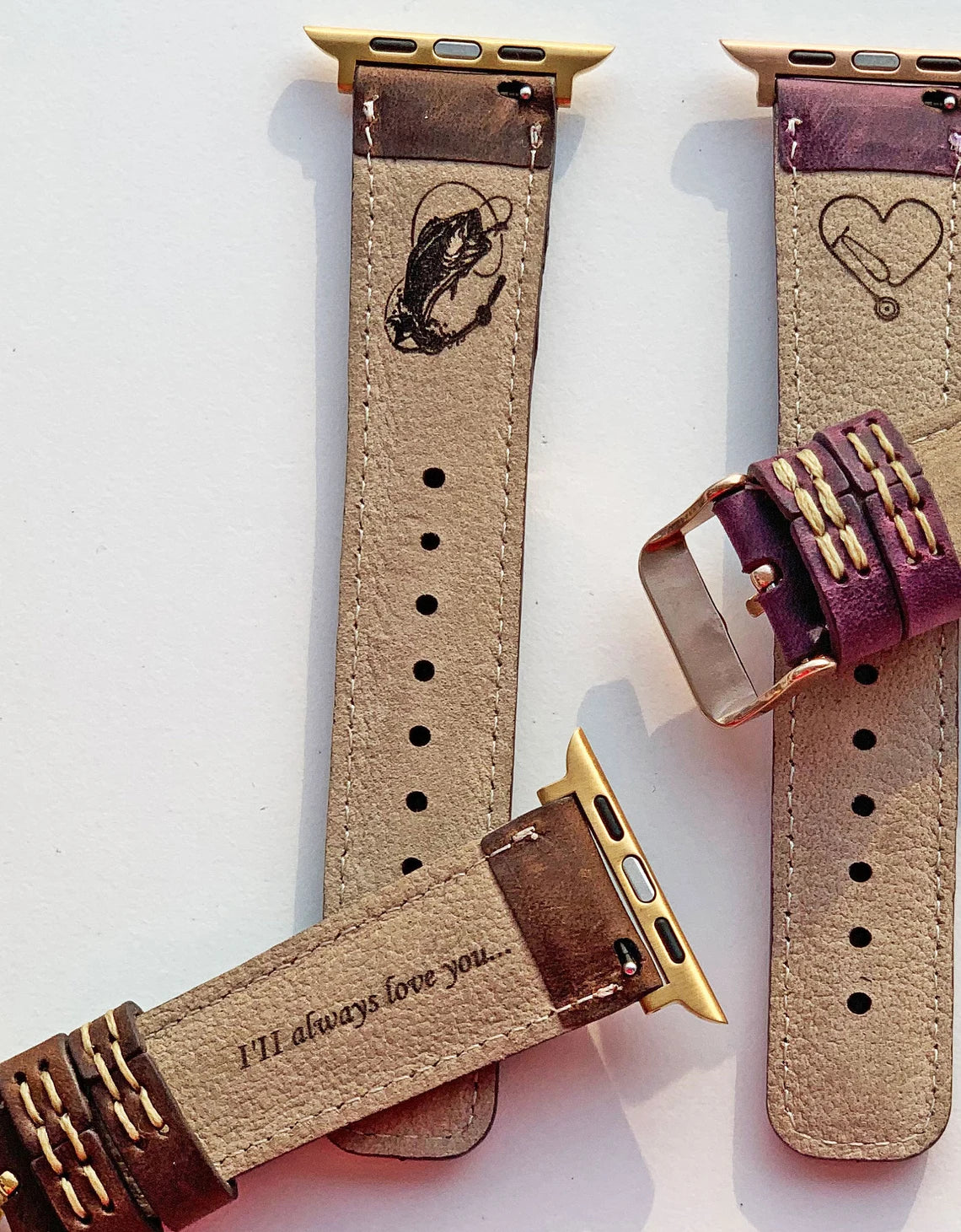 Men's Personalized Custom Apple Watch Band 38mm 40mm 42mm 44mm Genuine Leather Fathers Day Gift Monogram Engraved iWatch Strap Gift for Him