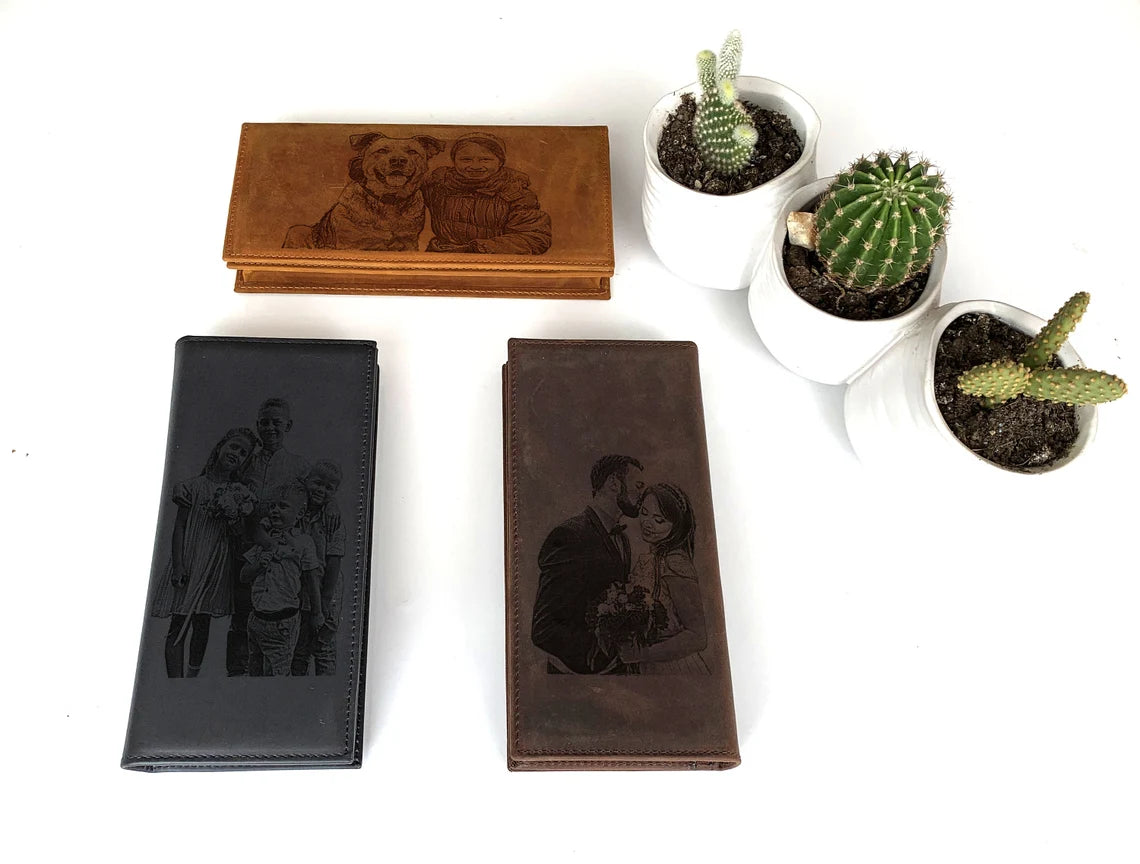 Custom Men's Wallet Personalized Photo Genuine Leather Wallet Clutch Bag, RFID Protected Engraved Men Long Wallet, LHL005