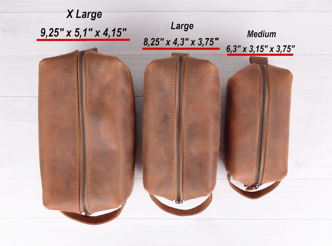 Personalized Make Up Bag, Cosmetic Bag Pouch, Genuine Leather Toiletry Bag, LHG009