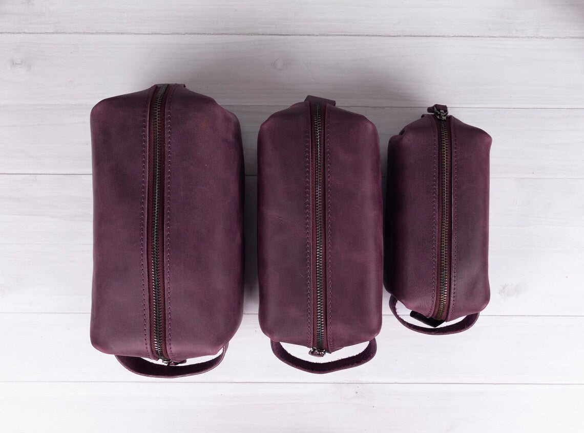 Personalized Make Up Bag, Cosmetic Bag Pouch, Genuine Leather Toiletry Bag, LHG009