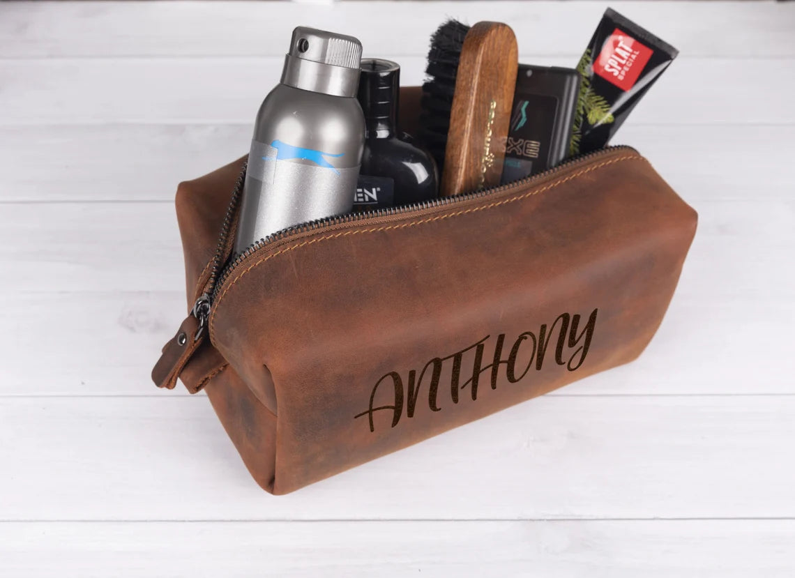 Personalized Mens Dopp Kit, Customized Toiletry Bag, LHG009