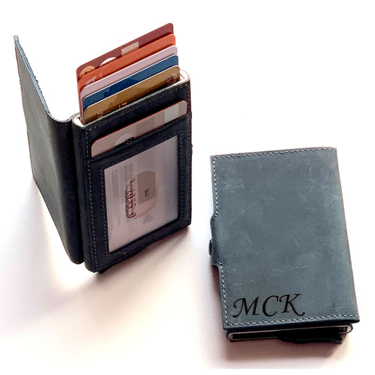 Valentines Gift, Minimalist Leather Wallet Pop Up Credit Card Wallet Personalized Leather Wallet Slim Leather Wallet Anniversary Gift