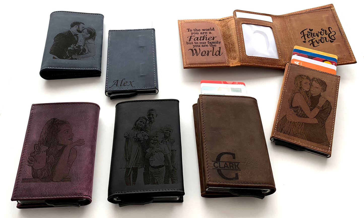 Custom Pop Up Card Wallet, Personalize Trifold Wallet, Leather Picture Photo Handwriting Wallet For Man, Removable Pop Up Credit Card Wallet