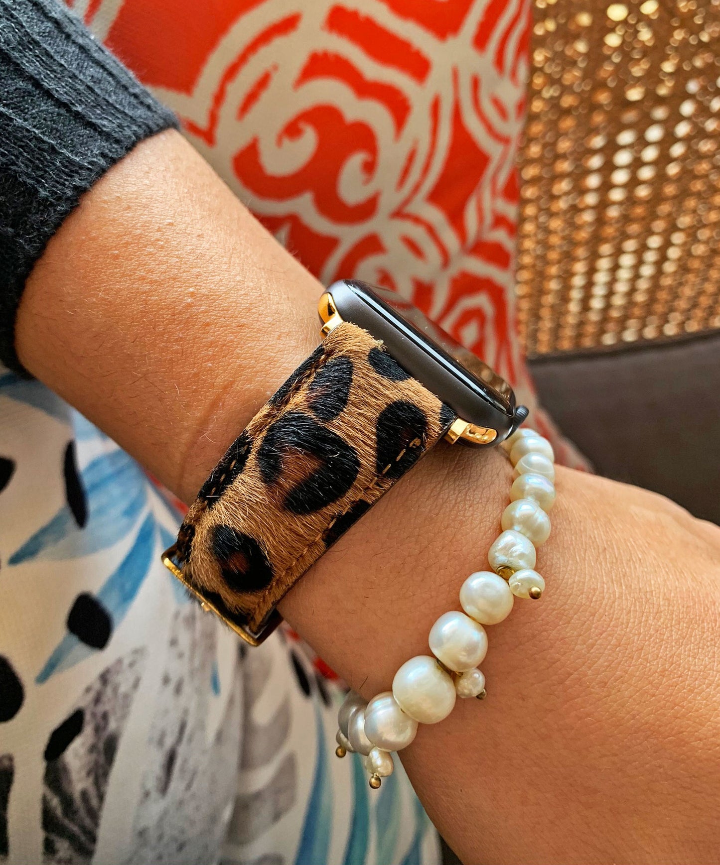 Christmas Gift, Furry Leopard Leather Watch Band Strap for Apple Watch Series 1, 2, 3, 4, 5, 6, 7, 8, SE, Ultra (49, 45, 44, 42, 41, 40, 38 mm), Furry Leopard Strap