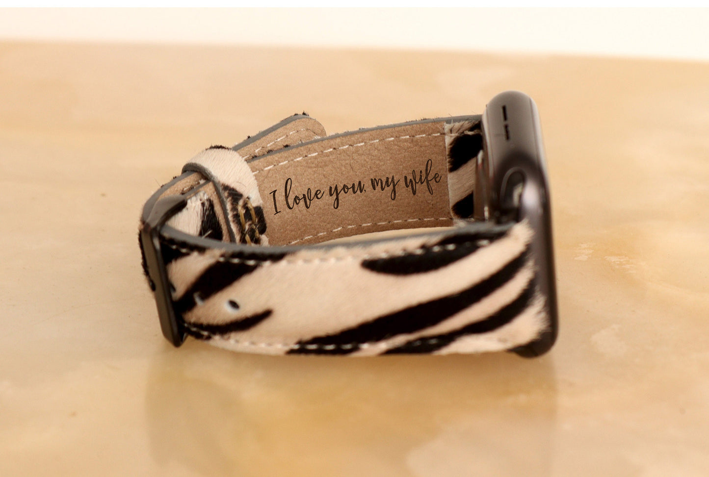 Christmas Gift, Furry Zebra Leather Watch Band Strap for Apple Watch Series 1, 2, 3, 4, 5, 6, 7, 8, SE, Ultra (49, 45, 44, 42, 41, 40, 38 mm), Furry Zebra Strap