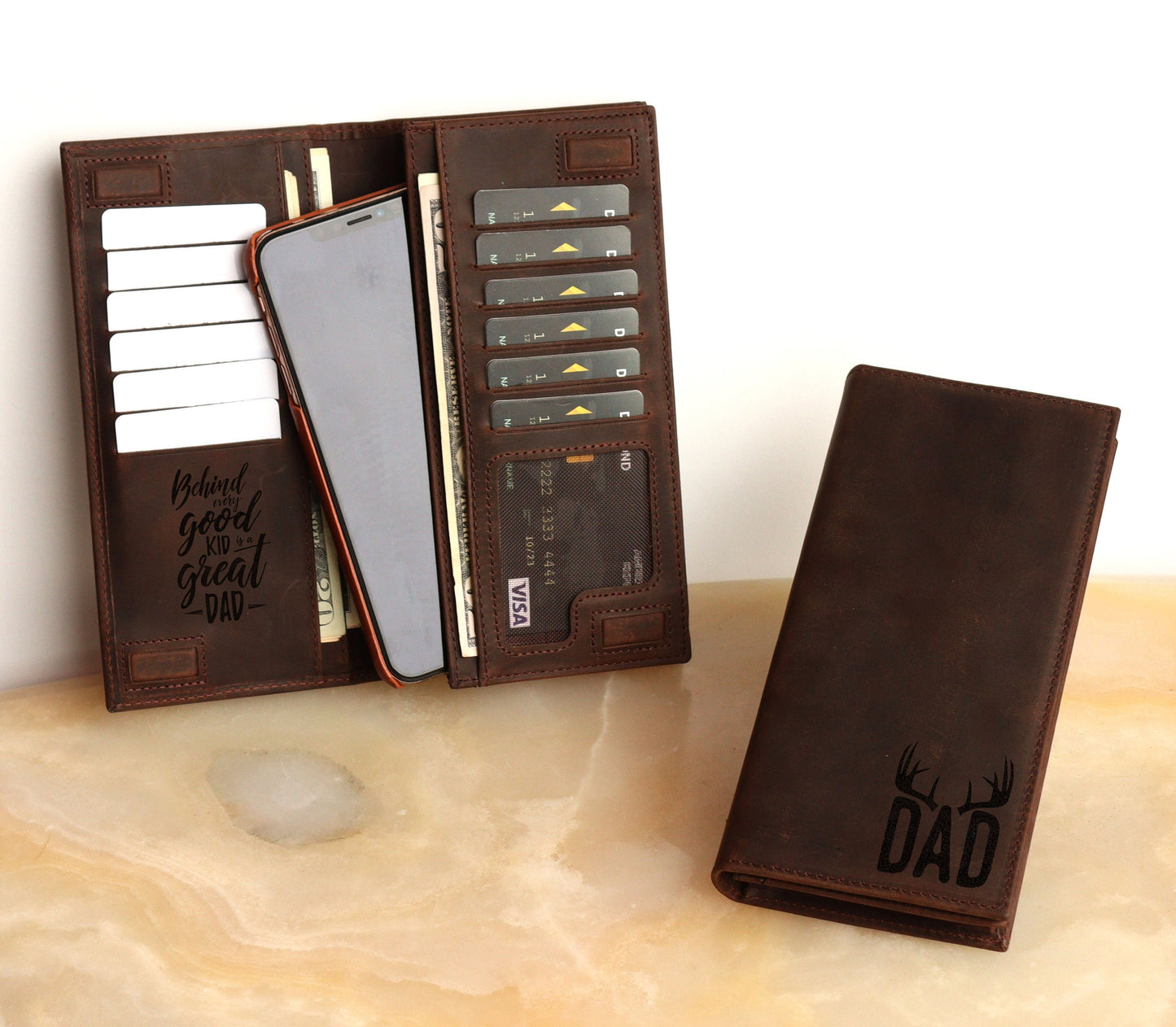 Personalized Clutch Bag Engraved Genuine Leather Long Unisex Wallet, RFID Protected Handbag, LHL005