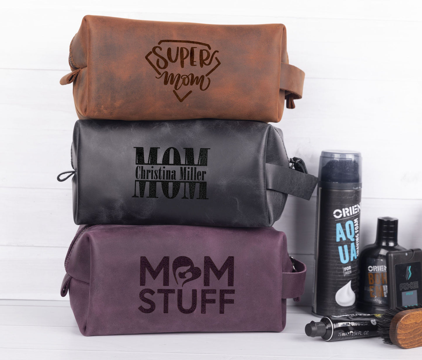 Personalized Mens Dopp Kit, Customized Toiletry Bag, LHG009
