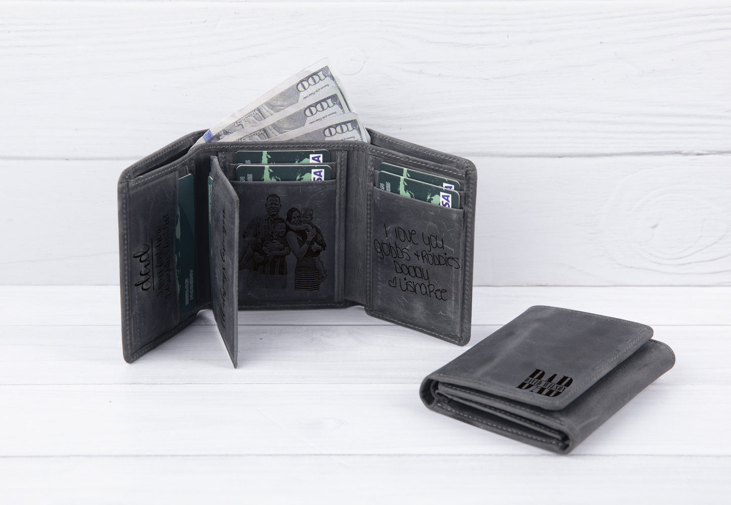 RFID PROTECTED Custom Men's Wallet, Personalized Trifold Genuine Leather Wallet, LHT001
