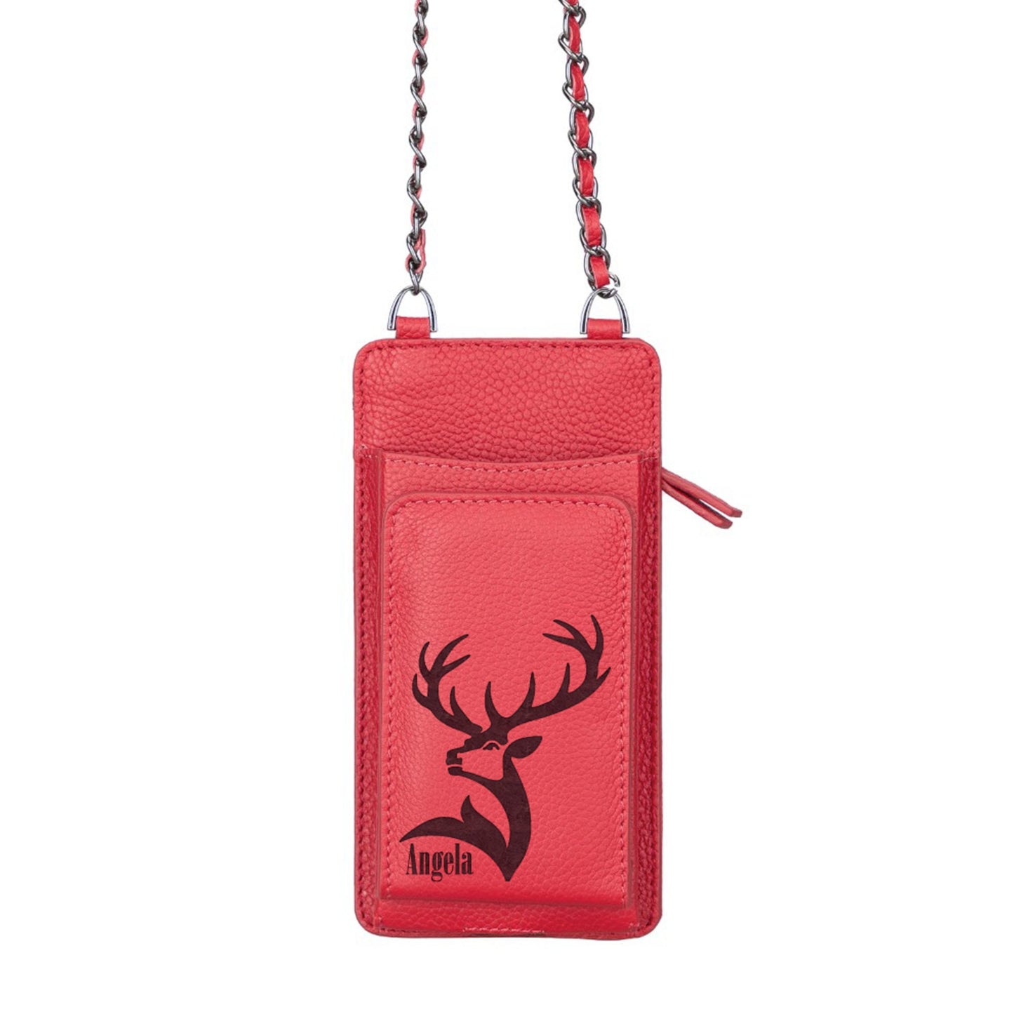 Personalized Mobile Phone Bag, Genuine Leather Crossbody Bags, RFID Protection, LHS0019