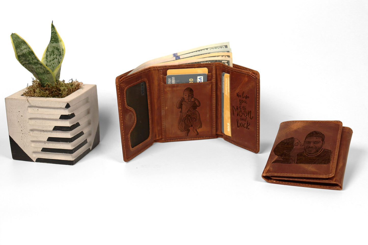 Personalized Magnetic Genuine Leather Wallet, LHT002