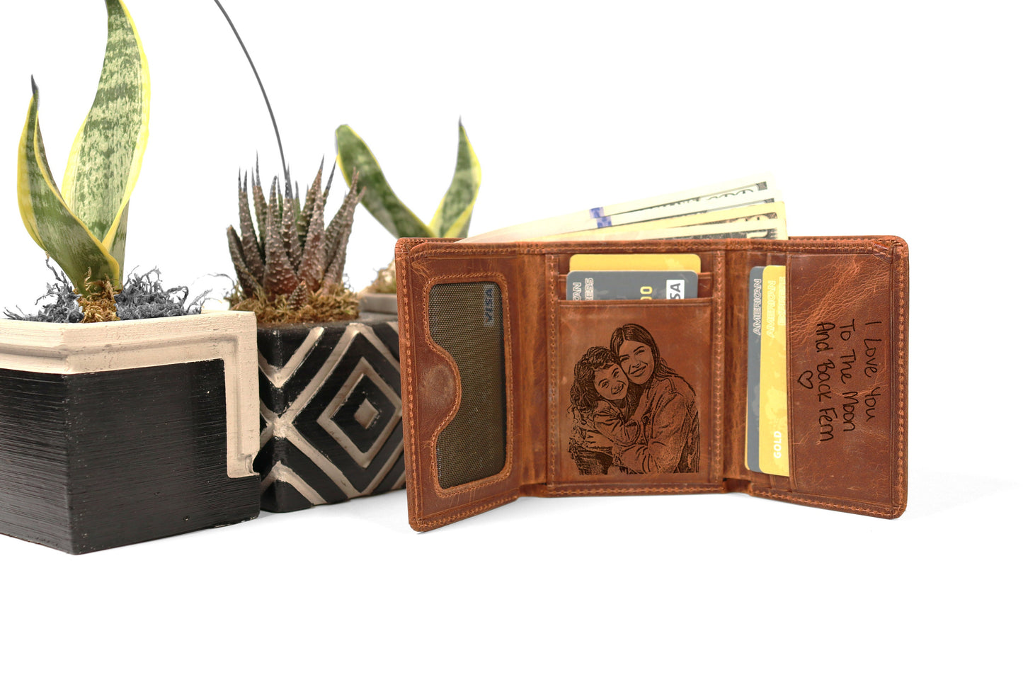 Personalized Men's Wallet, Trifold Genuine Leather Wallet, LHT002