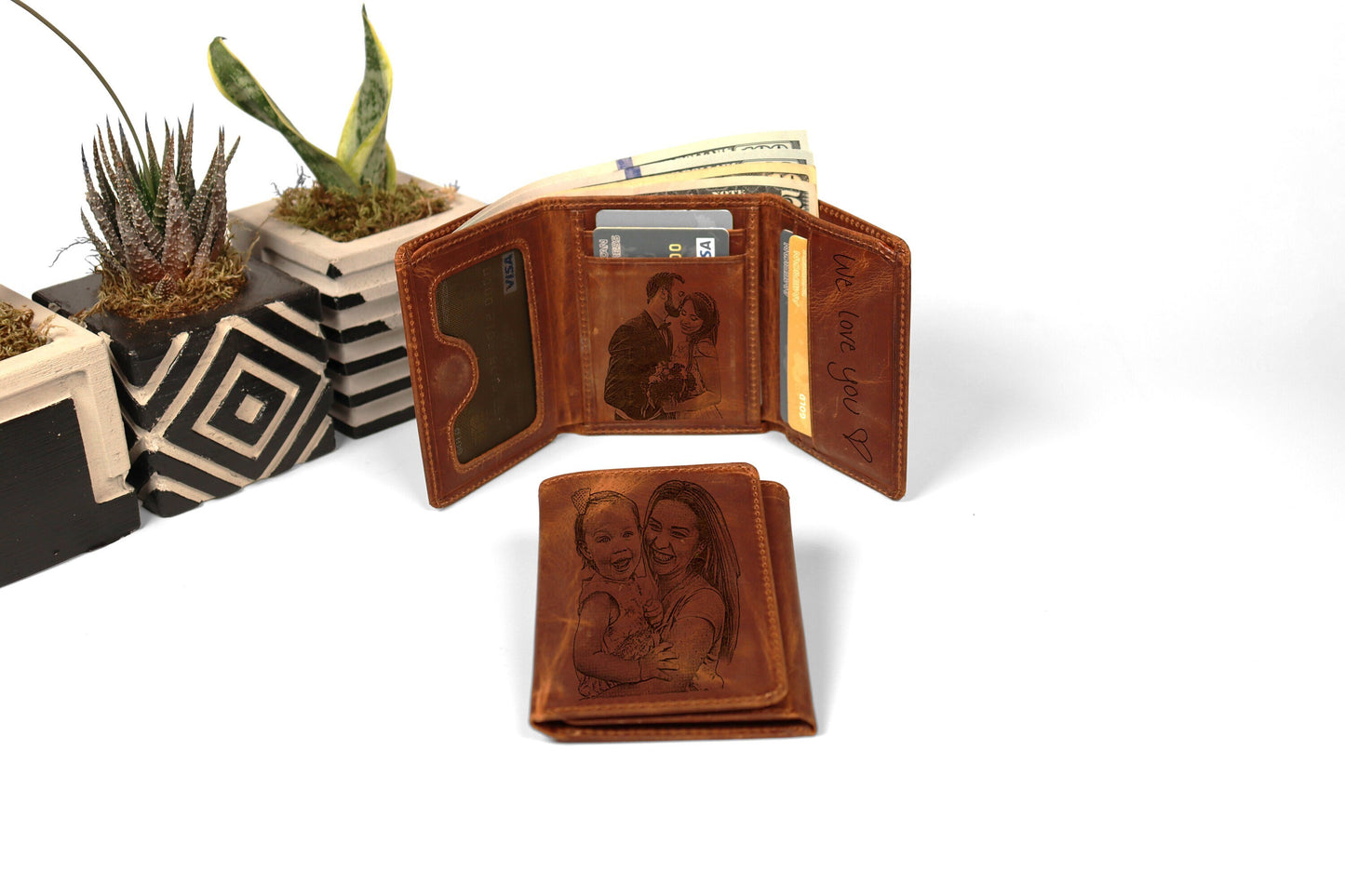 Personalized Magnetic Genuine Leather Wallet, LHT002