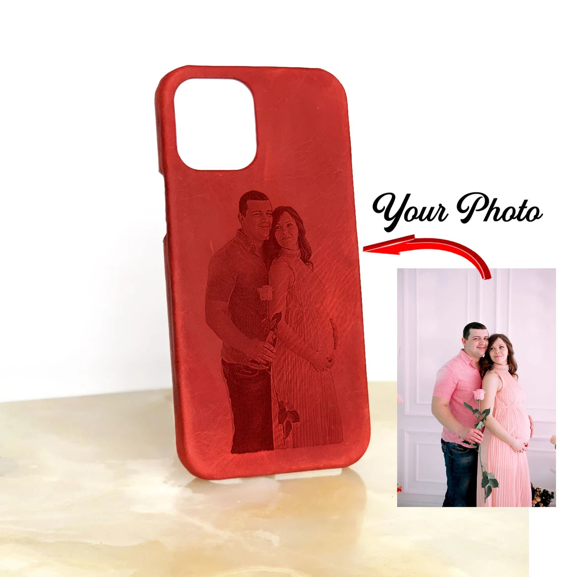 iPhone Case With Photo Personalized Leather Cover 11 12 Pro Max Engraved Case, iPhone 12/12 Pro/ 12 Pro Max /12 Mini/11 Pro/ 11 Pro Max Case