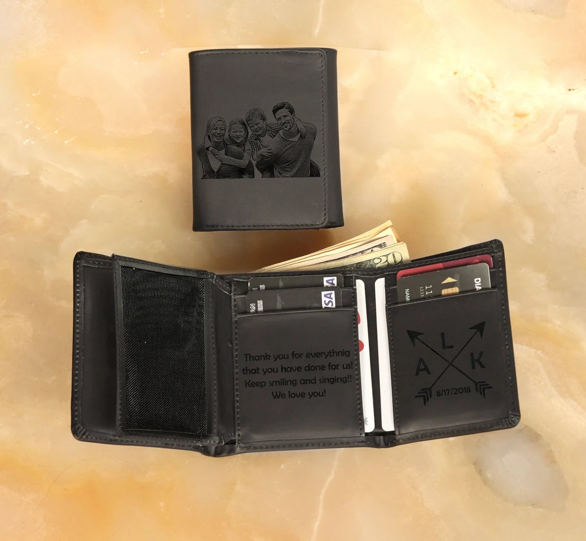 Personalized Trifold Genuine Leather Wallet, RFID Protected Men's Wallet LHT001