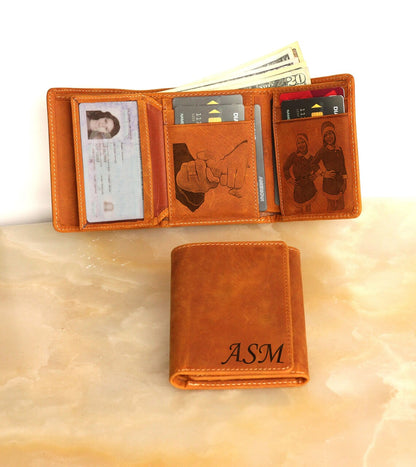 Personalized Trifold Genuine Leather Wallet, RFID Protected Men's Wallet LHT001