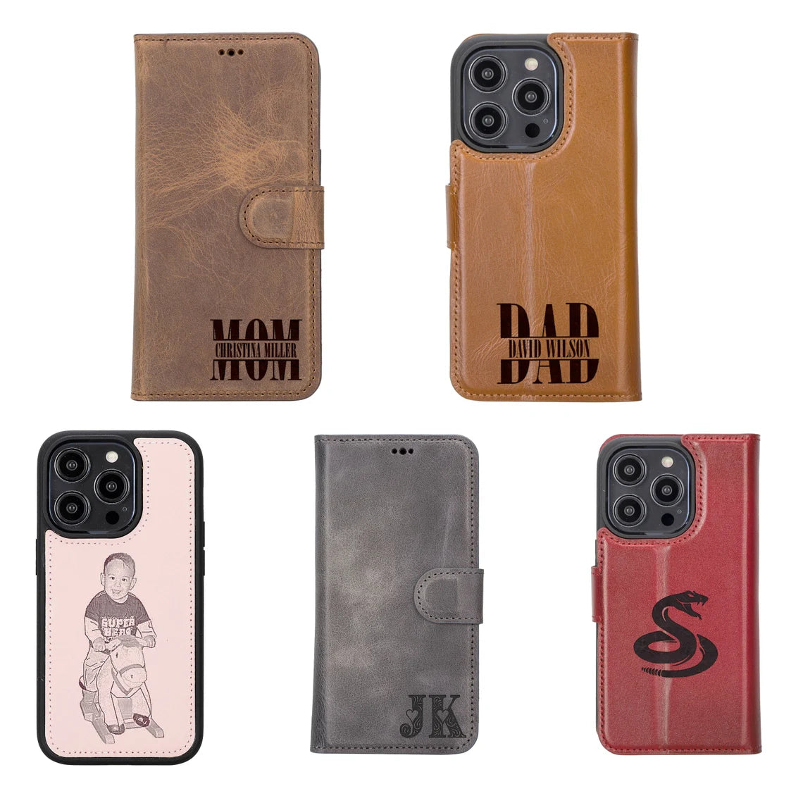 iPhone 14 Pro Max Leather Case RFID PROTECTED Wallet Wireless Charging, Engraved 14 Plus Magnetic Case, Custom Personalized 14 Plus
