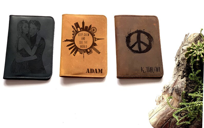 Personalized Leather Passport Cover, Engraved Passport Holder, Passport Case, 3rd Anniversary Leather Gifts, Passport Sleeve Wallet