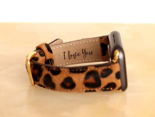 Christmas Gift, Furry Leopard Leather Watch Band Strap for Apple Watch Series 1, 2, 3, 4, 5, 6, 7, 8, SE, Ultra (49, 45, 44, 42, 41, 40, 38 mm), Furry Leopard Strap