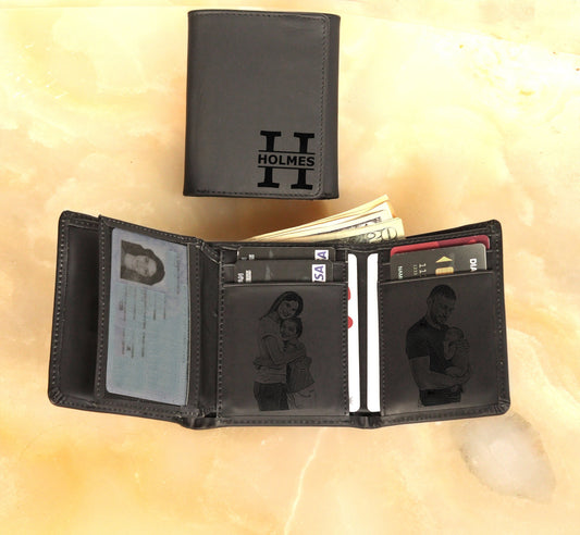 Personalized RFID PROTECTED Wallet, Trifold Genuine Leather Wallet, LHT001