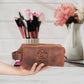 Personalized Make Up Bag, Cosmetic Bag Pouch, Genuine Leather Toiletry Bag, LHG009