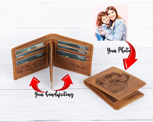 Wallet with Picture, RFID PROTECTED Men's Wallet Personalized Engraved Custom Photo Wallet