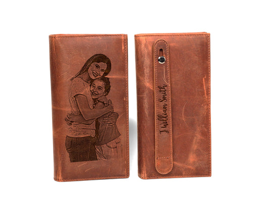 Personalized Men's Clutch Long Genuine Leather Wallet Handbag LHL006