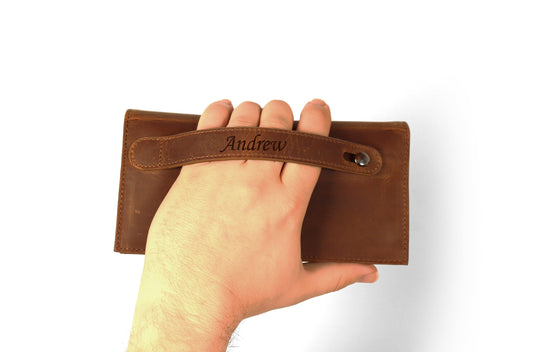 Personalized Mens Clutch Bag Handbag Genuine Leather Purse  Long Wallet Business Large Hand Clutch Phone Holder LHL006