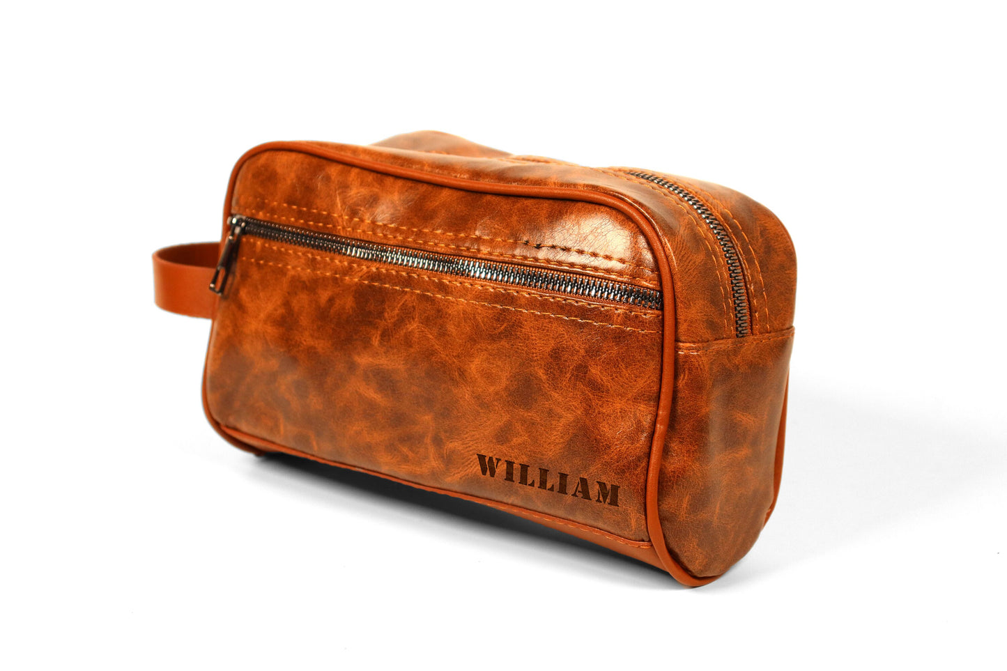 Engraved Men's Travel Dopp Kit, Personalized Vegan Leather Toiletry Bag, LHG009