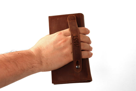 Engraved Men's Clutch Long Genuine Leather Wallet Business Large Hand Clutch Phone Holder Handbag LHL006